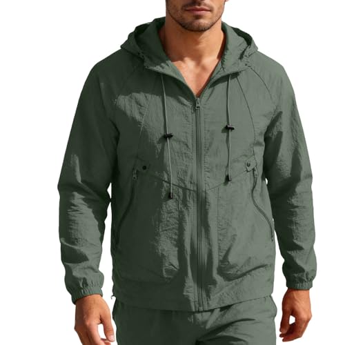 Mens Sun Protection Hoodie Jacket UPF 50+ Waterproof Outdoor Fashion Tops Lightweight Long Sleeve Rash Guard Jackets