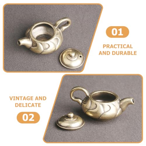 Pretyzoom XN14W01124BD Brass Teapot Exquisite Teapot Decor Home Accents Decor Retro Kettle Gold Decor thumb #6