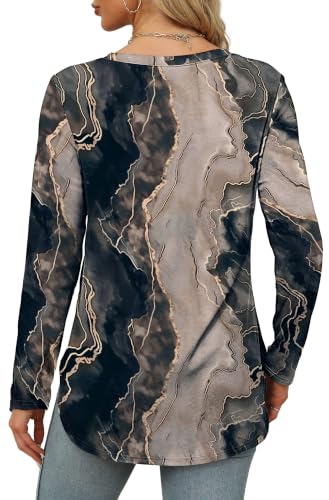 Image of XIEERDUO Womens Long Sleeve Round Neck Shirts Side Split Basic Loose Tunic Tops Casual 2026