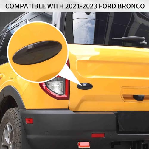 Image of RAZPOY for Bronco Emblem Cover, 5.24inch Rear Tailgate Overlay Badge Emblem Cover Trim Compatible with 2021-2026 Ford Bronco & Bronco Sport Exterior Accessories, Smoke Black