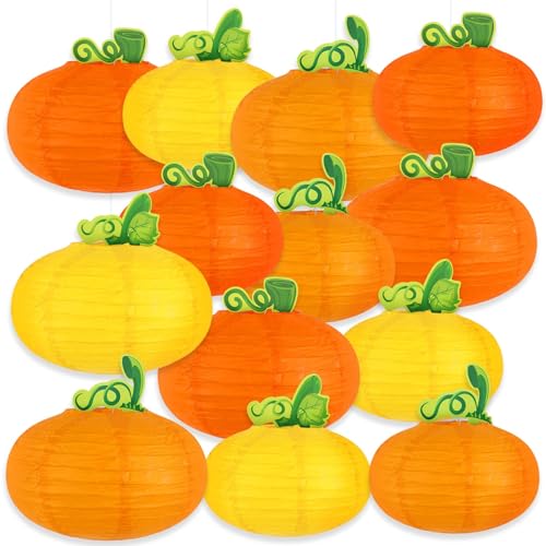 Lanterne en papier citrouille 3D DECYOOL lot de 12 suspensions pour fête