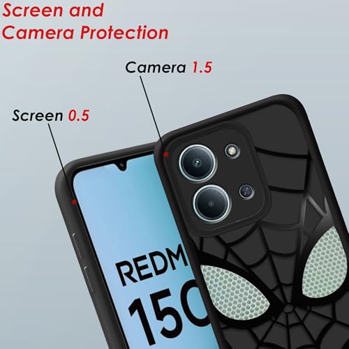 Image of Stylish Spider Back Case Cover Compatible for Mi Redmi 15C 5G | Spidey Face Mask Case | Soft Silicone | Camera & Full Body Protection | Shock Proof | (Black)