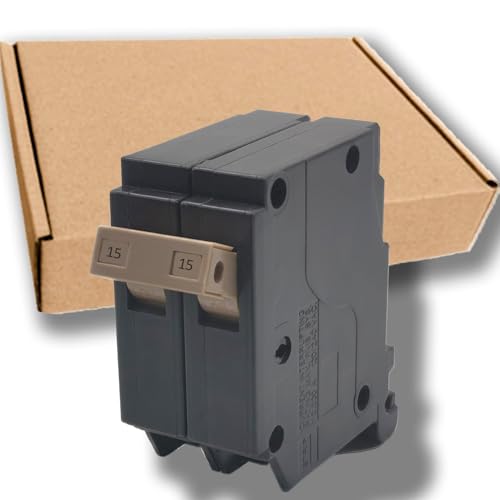 15 Amp 2-Pole Circuit Breaker, 3/4-Inch Plug-in Type Molded Case Circuit Breaker, Compatible with OEM Load Centers, 10KA 120/240V, Thermal Magnetic Protection, Genuine OEM-10 Years Warranty