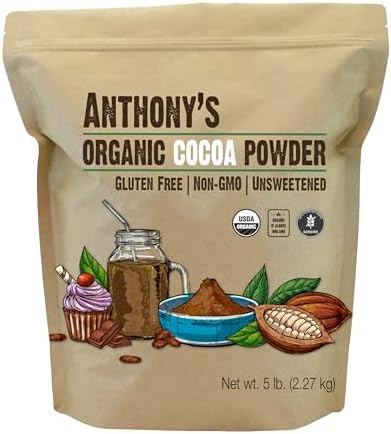 Anthony's Organic Raw Cocoa Powder, 5 lb, Batch Tested and Verified Gluten Free & Non GMO