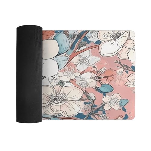Desk Pad Protector 24x12 Inch Extended Peach Leafed Flower miniatura 3