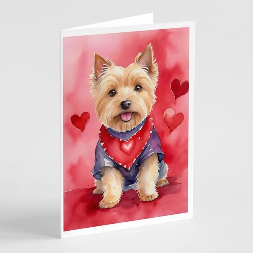 Caroline's Treasures DAC5399GCA7P Norwich Terrier My Valentine Greeting Cards Pack of 8 Blank Cards with Envelopes Whimsical A7 Size 5x7 Blank Note Cards