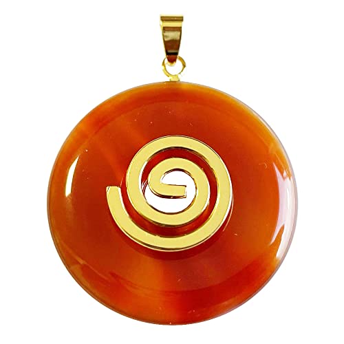 Pendentif Cornaline en donut Pi chinois de 40mm pour collier
