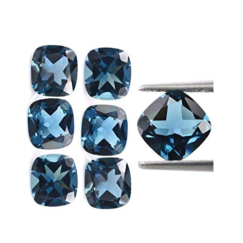 Topaze bleu de Londres 8mm pierre semi-précieuse en vrac forme coussin pour bijoux