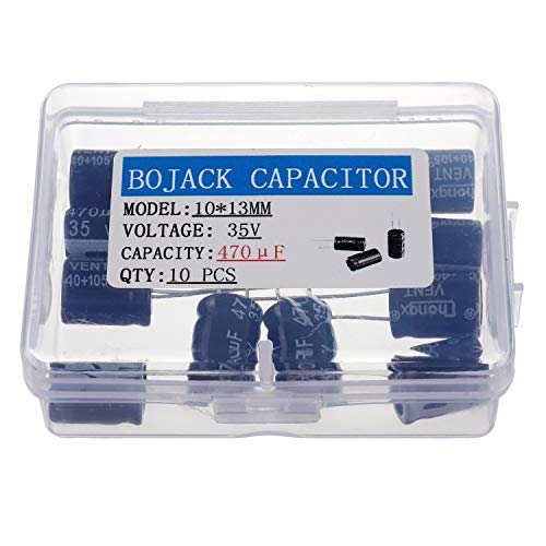 BOJACK 10X13mm 470uF 35V 470MFD 35Voltage ±20% Aluminum Electrolytic Capacitors(Pack of 10 Pcs)