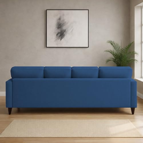 Image of Carlos LHS 4 Seater L Shape Sofa Set for Living Room & Home Office Furniture, Modern Durable Sectional Corner Sofa Couch, Premium Fabric Comfortable Seating with Strong Frame (Blue)