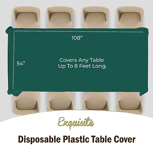 Image of Party Solids Dark Green Rectangular Plastic Tablecloth - 54x108 Inch, Pack of 24