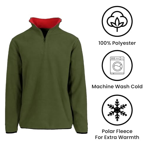 JH DESIGN GROUP Men’s Quarter Zip Thermal Fleece Pullover Long Sleeve Sweatshirt Mid Weight Sweater in 6 Colors3