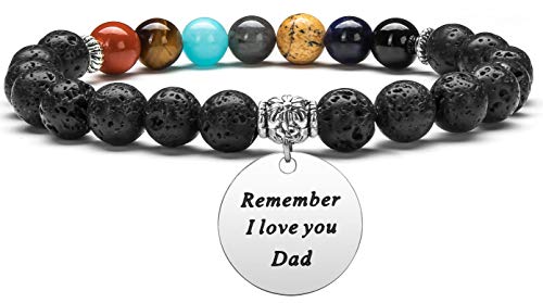 Hamoery Gifts for Dad Men Father s day for Dad From Kids Daughter Birthday Present 8mm Lava Bracelet personalized Aromatherapy Essential Oil Diffuser Anxiety Bracelet Elastic Natural Stone Yoga Beads Bracelet (Dad)