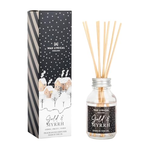 Wax Lyrical Gold & Myrrh Reed Diffuser 100ml | Sensual Amber Gourmand Scent | Luxurious & Festive