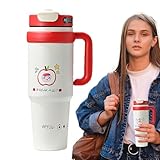 Tyinerc Wasserflasche - Auslaufsicherer 1000ml Becher Mit Griff - Kinder Wasserflasche Mit Niedlichem Muster Design | Für Kaffee Getränke Schule Kinder Erwachsene