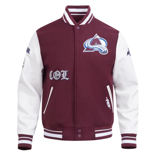 Pro Standard MENS NHL COLORADO AVALANCHE OLD ENGLISH VARSITY JACKET WINE/WHITE M by Pro Standard - Used condition - US$211.07
