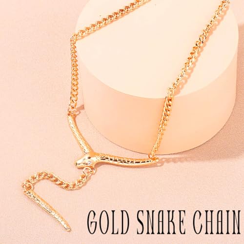 Gold Choker Necklace Snake Y-Necklace Punk Snake Chain Necklace for Women4