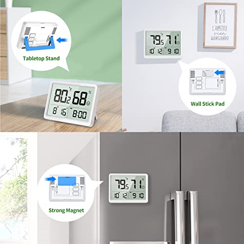 Doomay Digital Thermometer Hygrometer,Room Calibrated Humidity Meter Temperature Humidity Monitor Indicator Sensor Lcd Display With Large Digital Date Clock For Wall Kitchen Greenhouse Indoor Baby #TOP4
