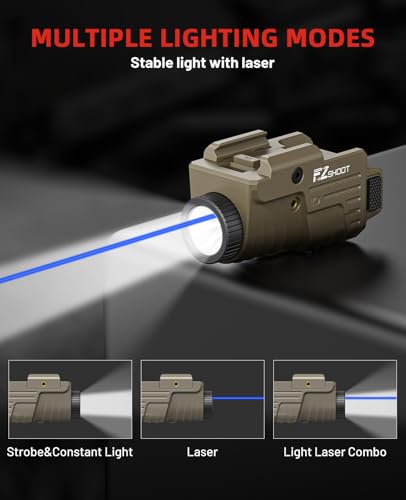Image of EZshoot 800 Lumens Pistol Light Laser Combo Rechargeable, Pistol Flashlight with Slidable Rail Compatible with Glock and Picatinny Rail, Gun Light with Laser Beam