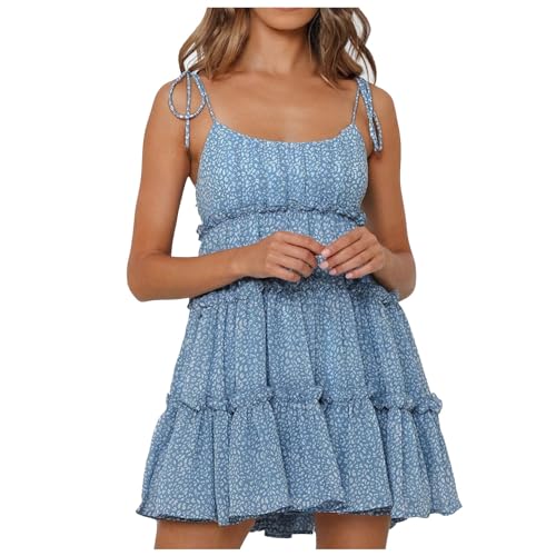 Robe courte à bretelles imprimée légère pour éviter la chaleur avec style en vacances