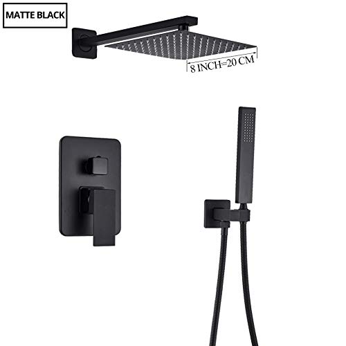 Robinet de douche mural matte noir haut de gamme avec tête de douche 8" - 3
