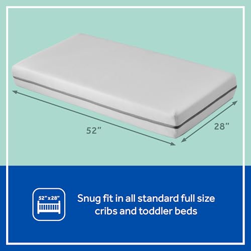 Image of Sealy Baby Infant & Toddler Crib Mattress - DuoBreathe 2 Stage Waterproof and Breathable, Non Toxic, GREENGUARD Gold Certified, Made in USA, 52x28