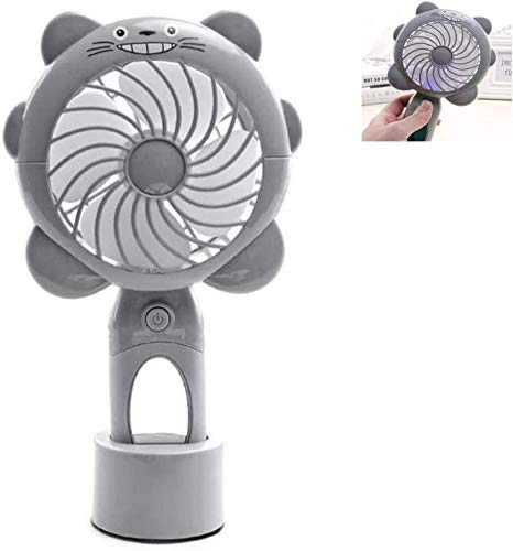 Totoro Handventilator, Mini USB Ventilator LED Nachtlicht mit kleinem Spiegel, Standventilator Ventilator Design, Tragbarer Mini Lüfter, für