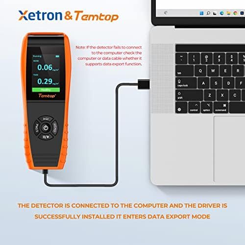 Temtop Air Quality Monitor Indoor HCHO TVOC AQI PM2.5 PM10 Detector Meters & Data Export, Professional Formaldehyde Air Pollution Monitor and Humidity Temperature for Home Office, LKC1000S+2ND