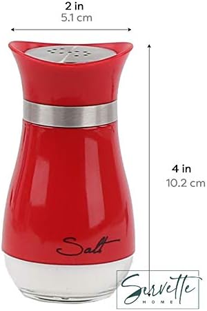 Round Silicone Spoon Rest & 4oz Glass Salt and Pepper Shaker Set (Red)