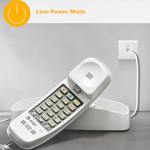 AT&T 210 Basic Trimline Corded Phone, No AC Power Required, Wall-Mountable, White - Thumbnail 6