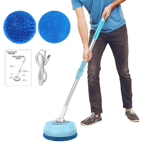 Limpiador eléctrico de suelo a pilas con rotación de 180 ° | Suelo y pulidora eléctrica para madera dura, laminado, azulejos, fregona giratoria con batería para limpieza sin rayas - imagen 6