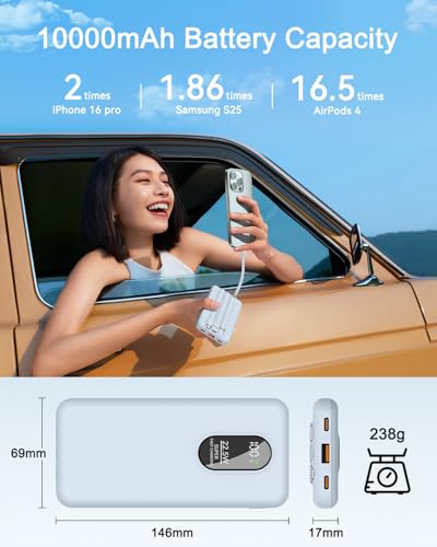 Cargador portátil de 22,5W con 5 salidas y 3 entradas color azul para smartphones 2