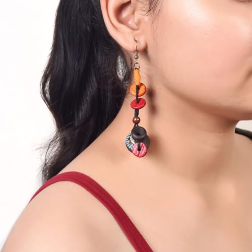 Image of Handcrafted Boho & Tribal Earrings for Women - Wooden, Brass & Terracotta Statement Designs in Drop, Hoop, Loop & Dangle Styles