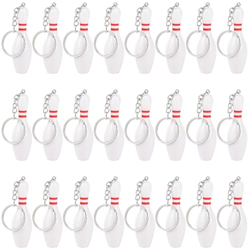 AUEAR, 12 Pack Bowling Pin Keychain 3 Inch Sport for Backpack Hook Educational Tool DIY Craft Accesories