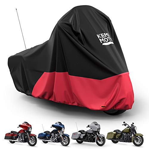 Motorcycle Cover, Dirt Bike Cover, for Touring Models Road King Street Glide Road Glide Waterproof Impermeable Outdoor All Weather Protect from Dust Sunlight Rain, Black