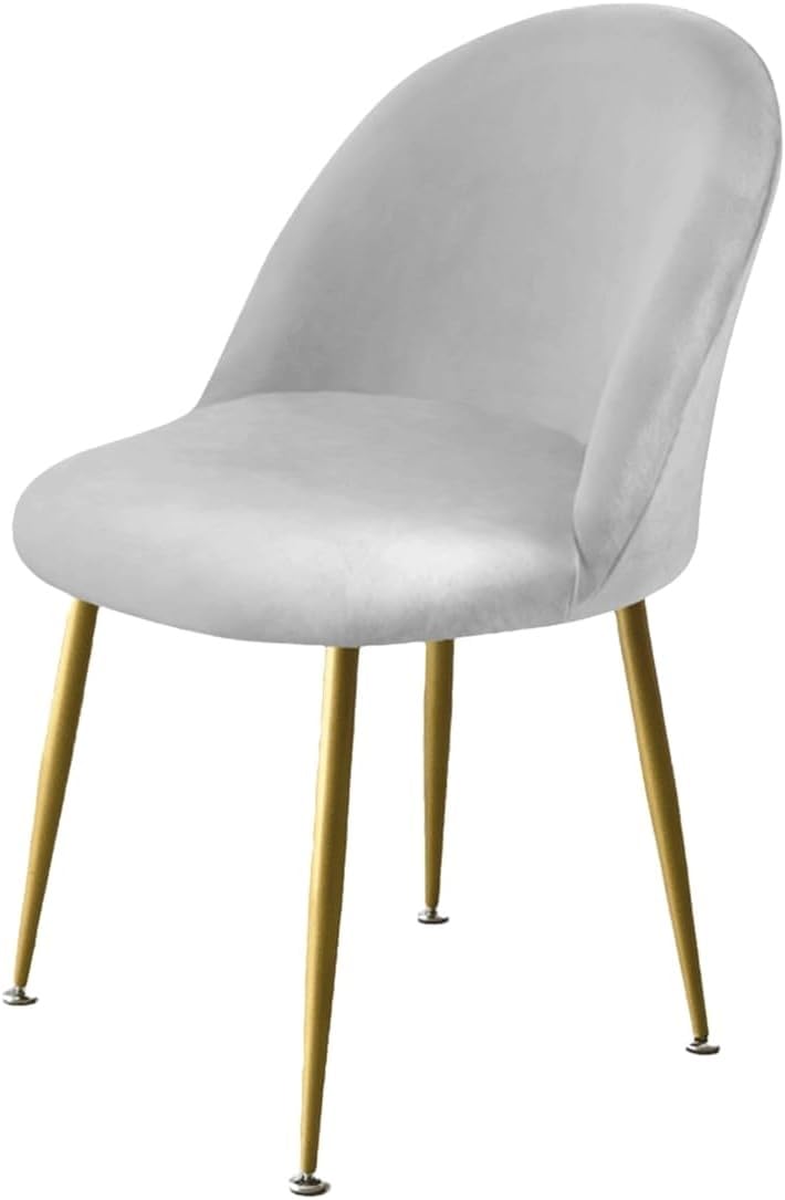 Fundas Elásticas De Terciopelo para Sillas De Comedor, Diseño Escandinavo, Respaldo Redondo Extensible, Hogar, Bodas Y Hoteles(Light Grey,4 Unidades)