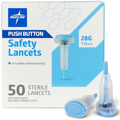 Sterile Safety Lancet with Push-Button Activation, 28G x 1.6 mm,50,Box,MPHSFTY285Z