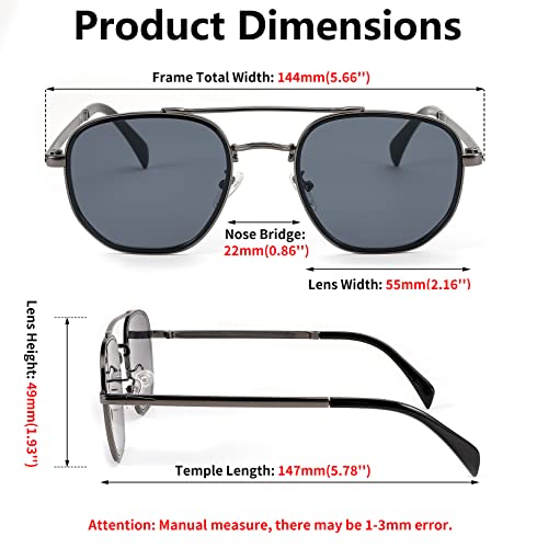Image of FEISEDY Women Men Square Aviator Sunglasses Gradient Lens Retro Small Metal Shades B2953