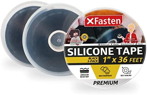 XFasten Self Fusing Silicone Tape 1" X 36-Foot 3 Pack 108ft Total Silicone Tape for Plumbing Leak Seal Tape Waterproof, Silicone Grip Tape, Rubber Tape Thick for Pipe, Hose Repair Tape Stop Leak Tape