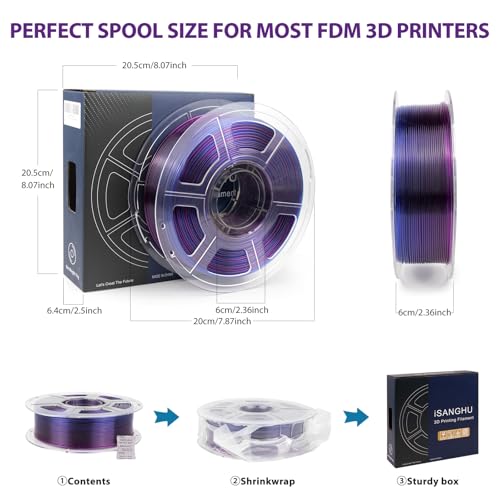 Image of Gradient Transparent PETG 3D Printer Filament 1.75mm, Multicolor Changing 3D Printing Filament with Light Transmission Feature, Good Layer Adhesion, Moisture Free, Blue /Purple 1KG