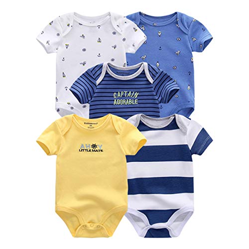 Kiddiezoom Lot de 5 bodies à manches courtes pour bébé garçon Cover