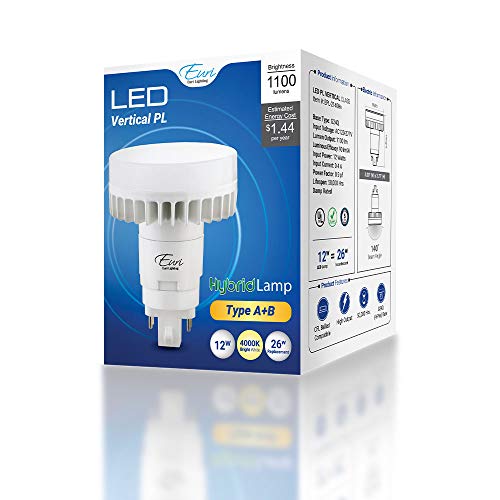 Euri Lighting EPL-2140Hv Non-Dim Hybrid (A+B) LED Vertical PL, G24Q, 12W (26W Equal) 1100lm, Bright White (4000K), 80 CRI, AC120-277V, 140° Angle,5YR 50K HR WTY, One Count by Euri Lighting - Used condition - Image 6