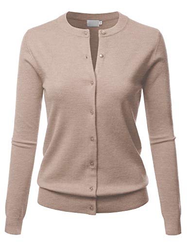 Image of LALABEE Women's Crew Neck Gem Button Long Sleeve Soft Knit Cardigan Sweater
