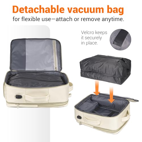 Vacuum Seal Backpack for Travel with Pump, 60L Expandable Backpack with Detachable Vacuum Compression Bag Carry On Large Travel Bag for Airline Laptop Backpack with Shoe Compartment2