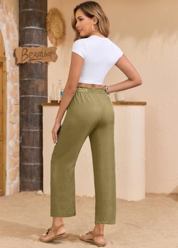Image of EDUWU Women Casual Pants Loose High Waist Cropped Palazzo Beach Pants Summer Outfits 2026 Trendy