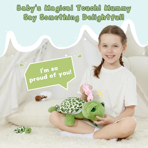 Image of Talking Sea Turel Stuffed Animal with 3 Babies & 2 Eggs, 14 inch