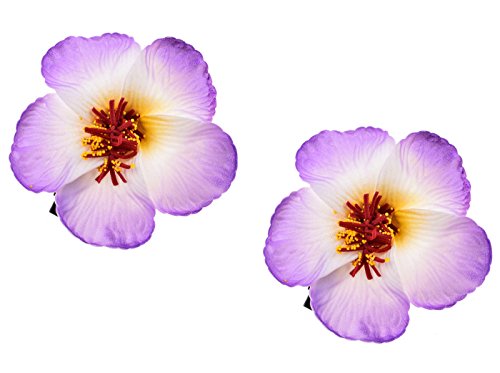 Love Sweety 2pc Hawaiian Plumeria Hair Clips Galsang Flower Barrettes for Beach Party (Purple)
