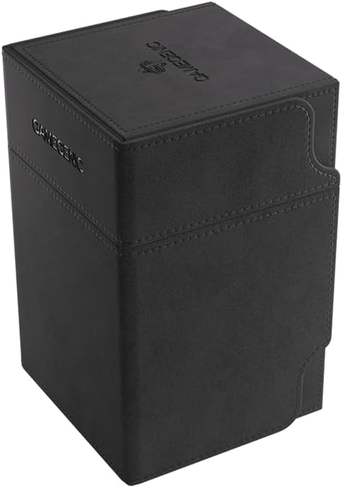 Watchtower 100+ XL Convertible Deck Box - Double-Sleeved Card Storage - Card Game Protector - Nexofyber Surface - Holds Up to 100 Cards - Black Color - Made by Gamegenic