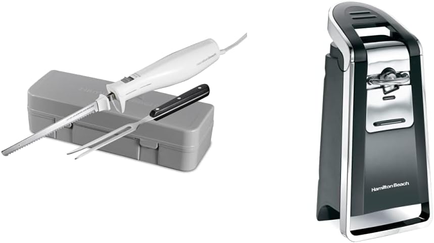 Hamilton Beach Electric Knife Set For Carving Meats, Poultry, Bread, Crafting Foam & More (76606ZA) Smooth Touch Electric Automatic Can Opener