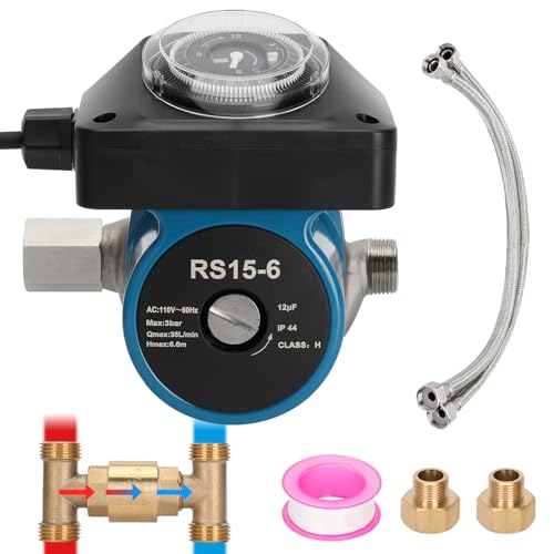 Instant Hot Water Recirculating Pump Kit with 100% Pure Brass Sensor Valve,20-Inch PEX Supply Lines,Hot Water Recirculation System with Timer Tank Water Heaters Replacement 595916,095580